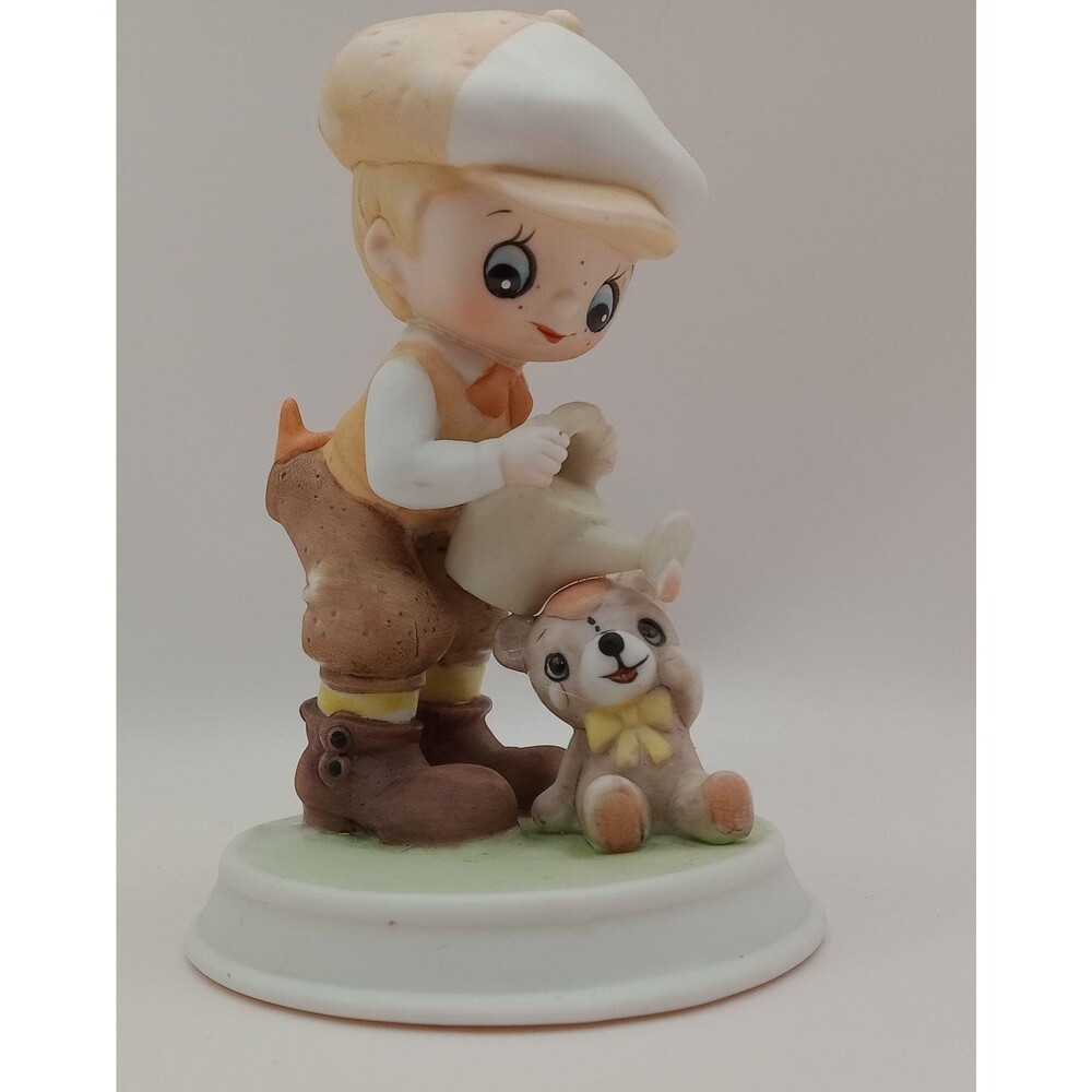 Vtg 1970s George Good Boy in Newsboy Cap and Teddy Bear Figurine